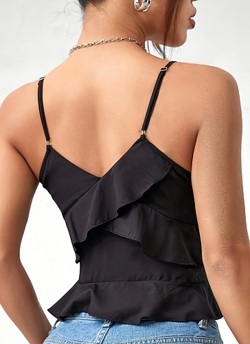 Summer Slim Fit Ruffled Camisole Cropped Top
