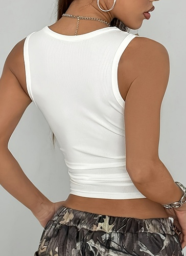 Summer Sexy Square Collar Solid Color All-Match Vest For Women