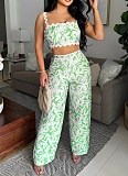 Fashion Printed Sexy Camisole Contrast Flared Pants Two-Piece Set