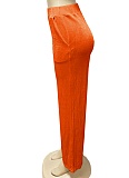 Women'S Shiny High Waist Elegant Wide Leg Trousers