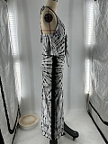 Fashionable Sexy Tie-Dye Print Halter Neck Backless Vest Tassel Long Skirt Two-Piece Suit