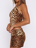 Fashion Slim Fit Versatile Off-Shoulder Vest Sexy Printed Skirt Two-Piece Suit