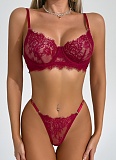 Summer Thin Lace Breathable Gathered Sexy Women'S Underwear Set