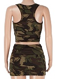 Fashion Slim Fit Versatile Off-Shoulder Vest Sexy Printed Skirt Two-Piece Suit
