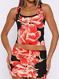 Fashion Slim Fit Versatile Off-Shoulder Vest Sexy Printed Skirt Two-Piece Suit