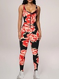 New U-Neck Printed Backless Sports Jumpsuit For Women