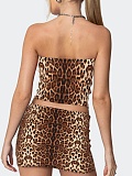 Summer New Tube Top Printed Top Short Skirt Hot Girl Two Piece Set