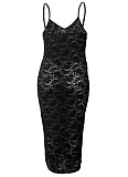 New Sexy Pure Color Lace Suspender Plus Size Dress