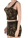 Fashion Slim Fit Versatile Off-Shoulder Vest Sexy Printed Skirt Two-Piece Suit