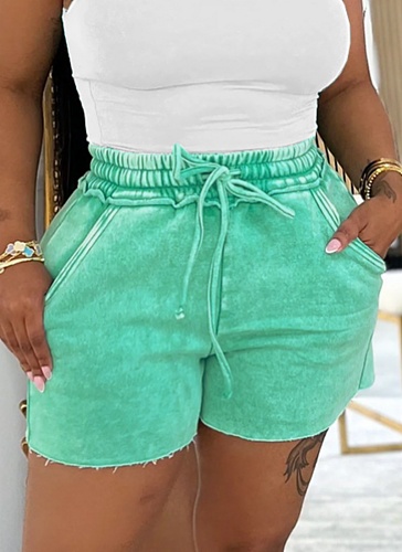 Summer Casual Elastic Waist Washed Shorts For Women