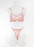 Summer Sexy Lace Ultra-thin See-through Heart-shaped Flocking Women's Underwear Set