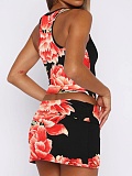 Fashion Slim Fit Versatile Off-Shoulder Vest Sexy Printed Skirt Two-Piece Suit