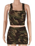 Fashion Slim Fit Versatile Off-Shoulder Vest Sexy Printed Skirt Two-Piece Suit