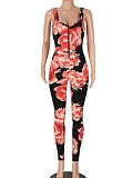 New U-Neck Printed Backless Sports Jumpsuit For Women