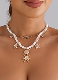 Summer Starfish Shell Pearl Baroque Necklace Beach Leisure Necklace