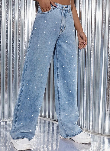 New Pearl Wash High Waist Straight Jeans