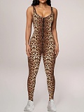 New U-Neck Printed Backless Sports Jumpsuit For Women