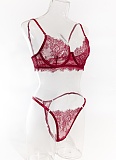 Summer Thin Lace Breathable Gathered Sexy Women'S Underwear Set