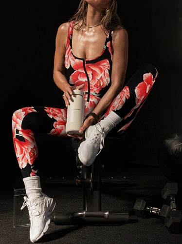 New U-Neck Printed Backless Sports Jumpsuit For Women
