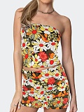 Summer New Tube Top Printed Top Short Skirt Hot Girl Two Piece Set