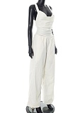 New Solid Color Sleeveless Cross Camisole Straight Pants Two-Piece Suit For Women