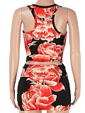 Fashion Slim Fit Versatile Off-Shoulder Vest Sexy Printed Skirt Two-Piece Suit