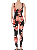 New U-Neck Printed Backless Sports Jumpsuit For Women