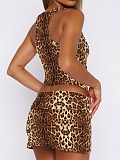 Fashion Slim Fit Versatile Off-Shoulder Vest Sexy Printed Skirt Two-Piece Suit