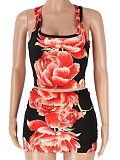 Fashion Slim Fit Versatile Off-Shoulder Vest Sexy Printed Skirt Two-Piece Suit
