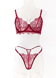Summer Thin Lace Breathable Gathered Sexy Women'S Underwear Set