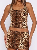 Fashion Slim Fit Versatile Off-Shoulder Vest Sexy Printed Skirt Two-Piece Suit