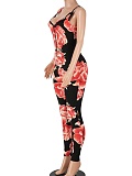 New U-Neck Printed Backless Sports Jumpsuit For Women