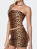 Summer New Tube Top Printed Top Short Skirt Hot Girl Two Piece Set