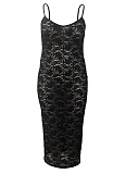 New Sexy Pure Color Lace Suspender Plus Size Dress