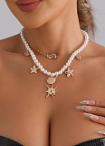 Summer Starfish Shell Pearl Baroque Necklace Beach Leisure Necklace