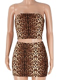 Summer New Tube Top Printed Top Short Skirt Hot Girl Two Piece Set