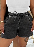 Summer Casual Elastic Waist Washed Shorts For Women