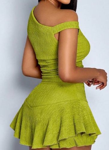 Fashion Solid Color Off-Shoulder Top And Short Skirt All-Match Two-Piece Suit For Women