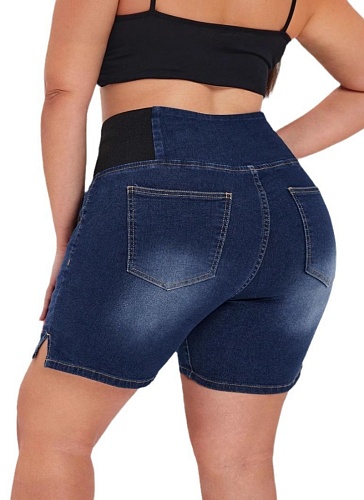 Large Size Elastic Waist Hip Lift Loose Denim Shorts