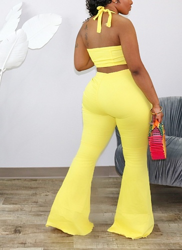 Fashionable And Casual New Style Small Vest Bell Bottom Pants Two Piece Suit For Women