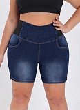 Large Size Elastic Waist Hip Lift Loose Denim Shorts