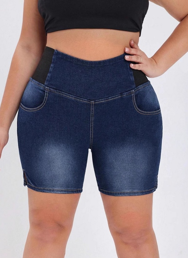 Large Size Elastic Waist Hip Lift Loose Denim Shorts