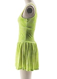 Fashionable Sexy Hot Girl Casual Do Old Suspenders Spliced ​​Puffy Dress