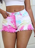 Fashion Tie-Dye Ripped Oversized Women'S Denim Shorts