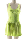 Fashionable Sexy Hot Girl Casual Do Old Suspenders Spliced ​​Puffy Dress