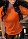 Orange Large Size Round Neck Short Sleeve T-Shirt For Women