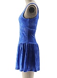 Fashionable Sexy Hot Girl Casual Do Old Suspenders Spliced ​​Puffy Dress