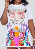 3D Cartoon Printed Casual Loose Short Sleeve Dress PMR-487