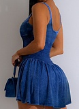 Fashionable Sexy Hot Girl Casual Do Old Suspenders Spliced ​​Puffy Dress