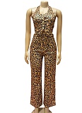 Fashionable Temperament Leopard Print Sexy Hanging Neck Vest Hot Girl Loose Pants Two-Piece Set